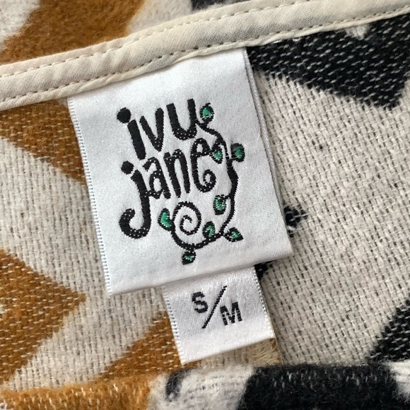 𝅺ivy Jane Sweater Poncho Pullover Style Top Mixed Geometric Print - Picture 4 of 13